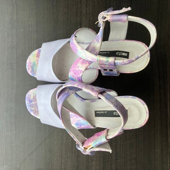 Miista Chunky Clear Heeled Sandals in Opal Water, Size 9 - Picture 3 of 6